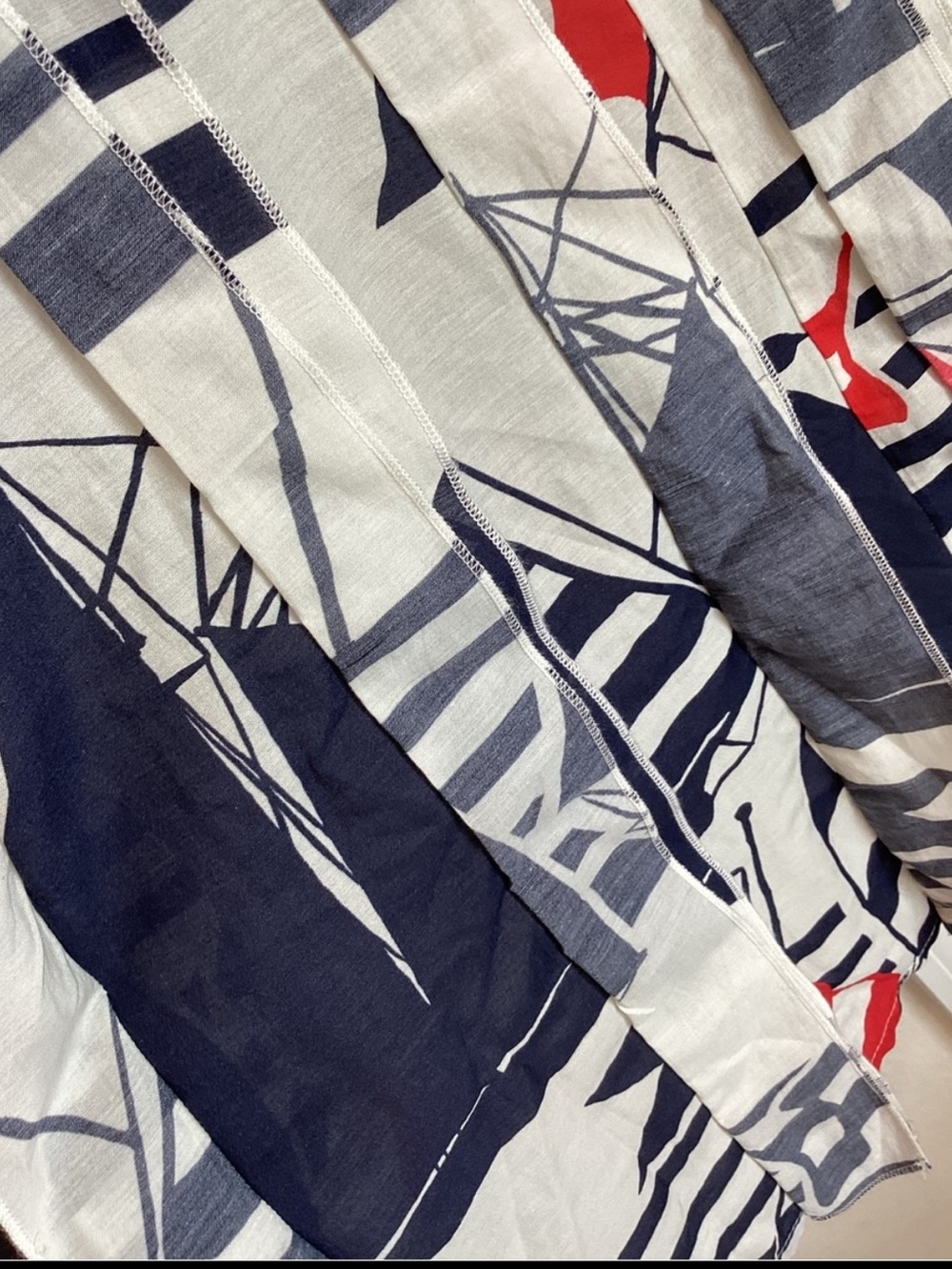 ⛵️Anthropologie Piped Midi Skirt Maeve New Medium Petite Novelty Sailboat Navy - Picture 9 of 14